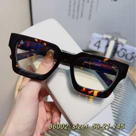 新款86002个性复古板材眼镜框时尚男女款近视眼镜架方形大框眼镜