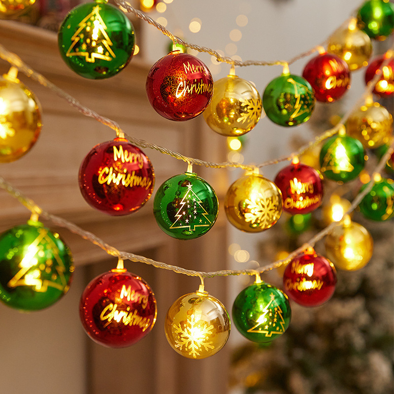 Decoraciones de Navidad cromadas árbol de Navidad pequeñas cadenas de luces de color creativas ventanas colgantes atmósfera lámpara de diseño galvanizado