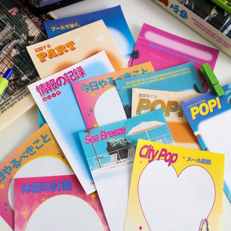 설탕시 노트 CITYPOP 시리즈 창조적 인 간단한 손 계정 DIY 콜라주 기본 메시지 메모 노트