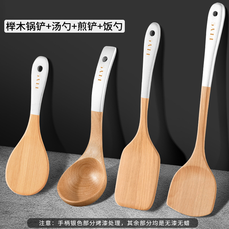 Una gran cantidad de arroz cuchara de arroz casera cuchara de arroz regalo de arroz resistente a altas temperaturas madera no stock silicona