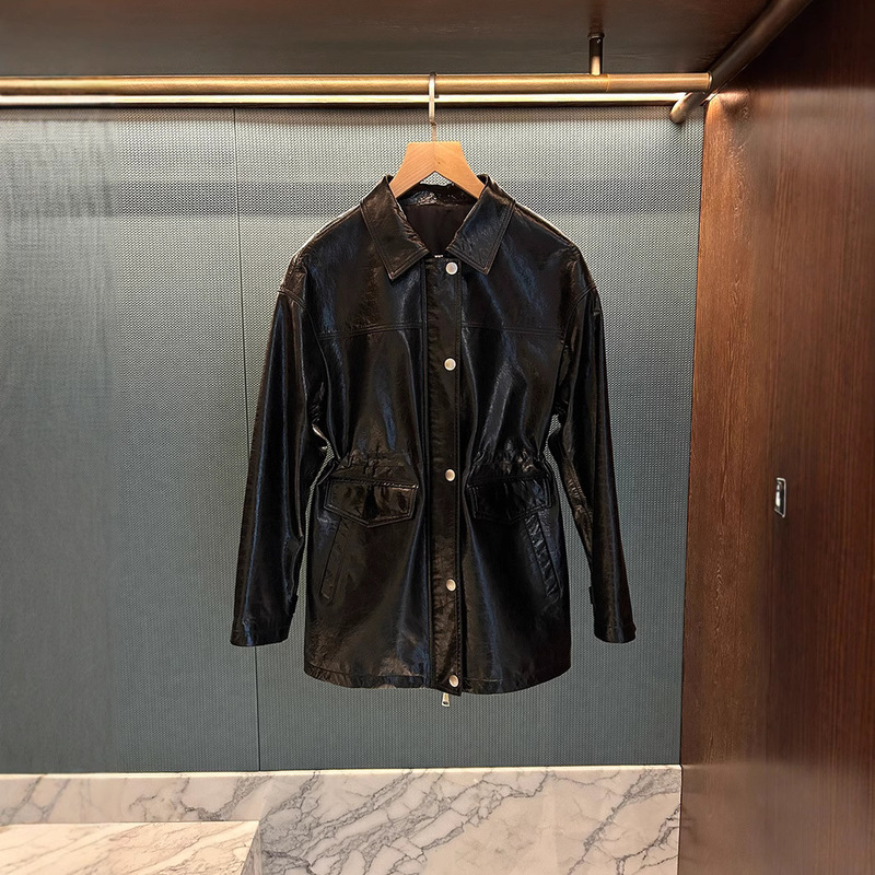2026 Autumn/Winter New Shiny Retro Oversized Loose Heavy-Duty Sheep Oil Wax Leather Long Leather Jacket for Women 2026 Autumn/Winter New Shiny Retro Oversized Loose Heavy-Duty Sheep Oil Wax Leather Long Leather Jacket for Women