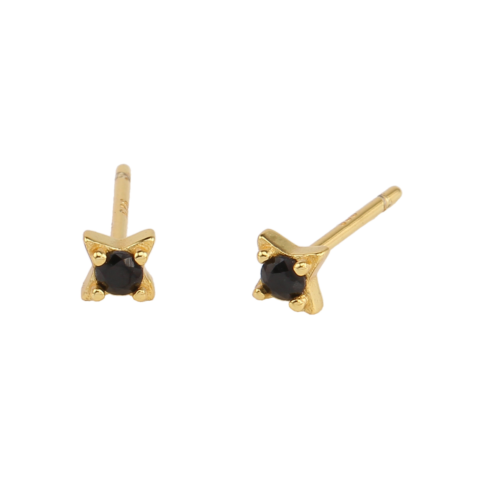 1 Pair Simple Style Star Sterling Silver Inlay Zircon White Gold Plated Gold Plated Ear Studs display picture 1