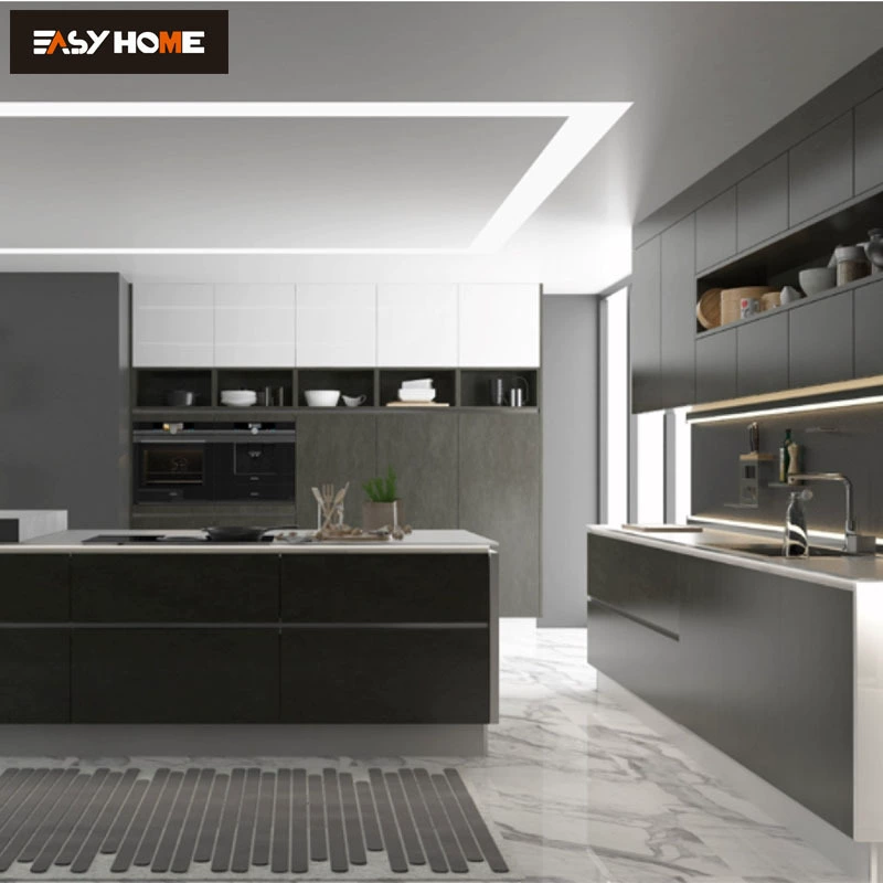 Индивидуальные минималистичные роскошные дверцы для кухонных шкафов в стиле французского крема из ПЭТ OSB для домашнего использования.