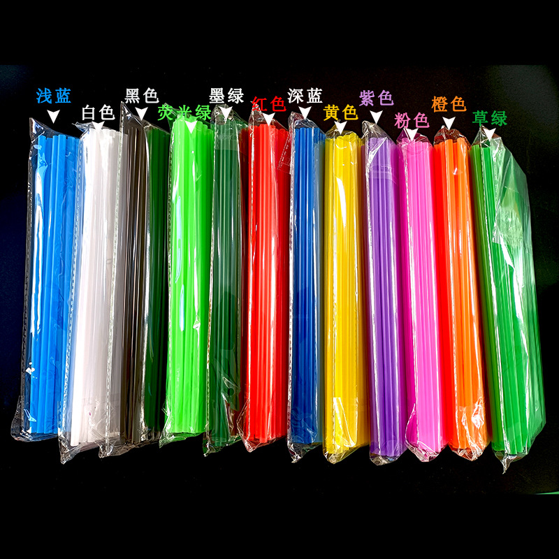 Transfronterizo en stock 6mm color paja recta plana paja de plástico desechable PP niños hechos a mano DIY lavanda