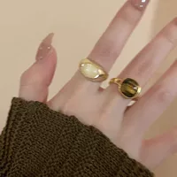 Retro amber organic one size universal small design ring, high-quality style