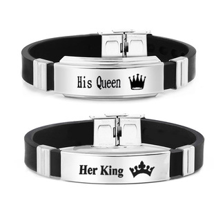 Amazon Cross-Border Popular Silicone Bracelet Couple Bracelet Valentine's Day Gift Personalized Engraved Titanium Steel Bracelet
