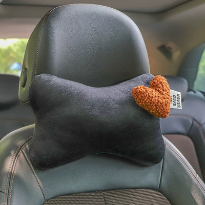 Neck Pillow, Car Cushion, Cute | Headrest - black-coffee-love-single-pack