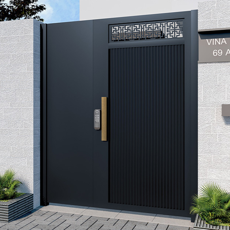 Aluminum Art House Courtyard Gate Louver Door Outdoor Wrought Iron Modern Simple Country Yard Stainless Steel Garden Door