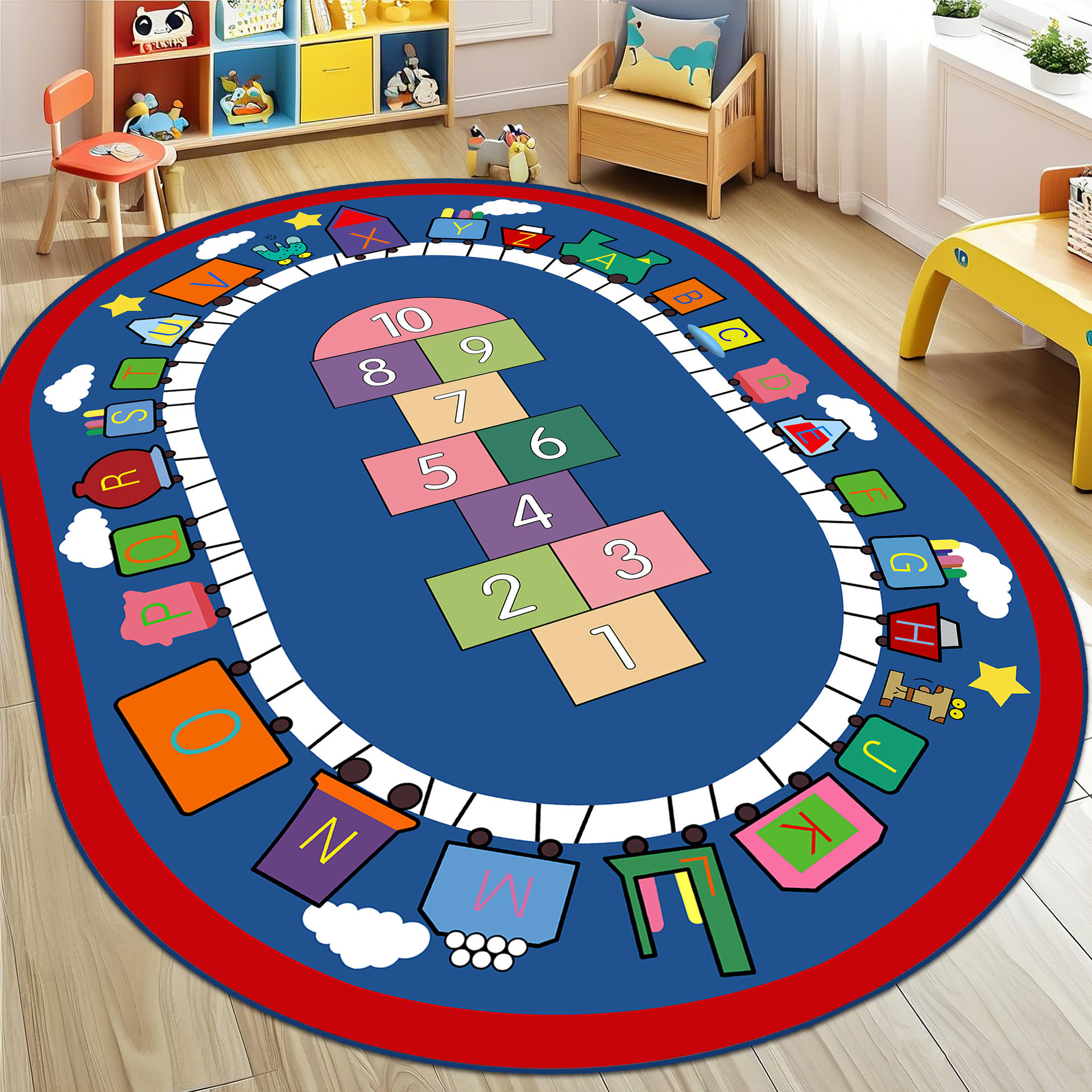 Anti-Slip Car Carpet, Crystal Velvet, Household Living Room, Bedroom, Stain-Resistant Play Mat