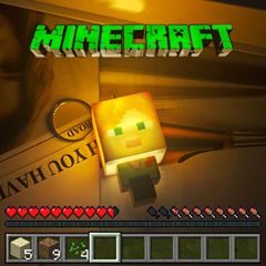 【人気のネットセレブおもちゃ】Minecraft周辺発光キーホルダークリエイティブスクエア学生スクールバッグペンダント