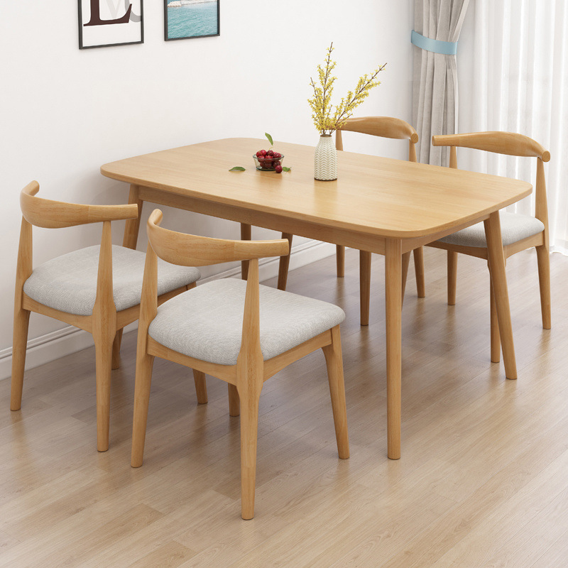 Mesa de comedor de madera sólida nórdica rectangular para 4 personas 6 personas combinación de mesa y silla de comedor moderna simple mesa de comedor casera pequeña casa