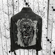 2220*维京人复古元素印花秋冬亚马逊独立站直邮男装做旧牛仔夹克