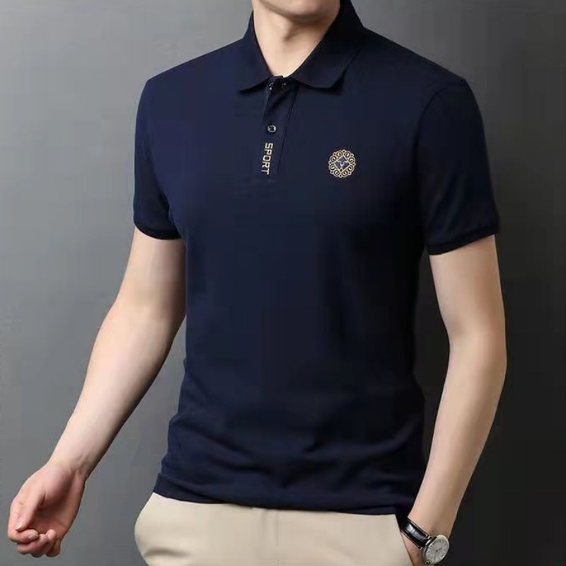 (Soporte de entrega de una pieza) Camiseta de manga corta para hombre de verano solapa más tamaño Polo camisa joven y de mediana edad al por mayor ropa de hombre