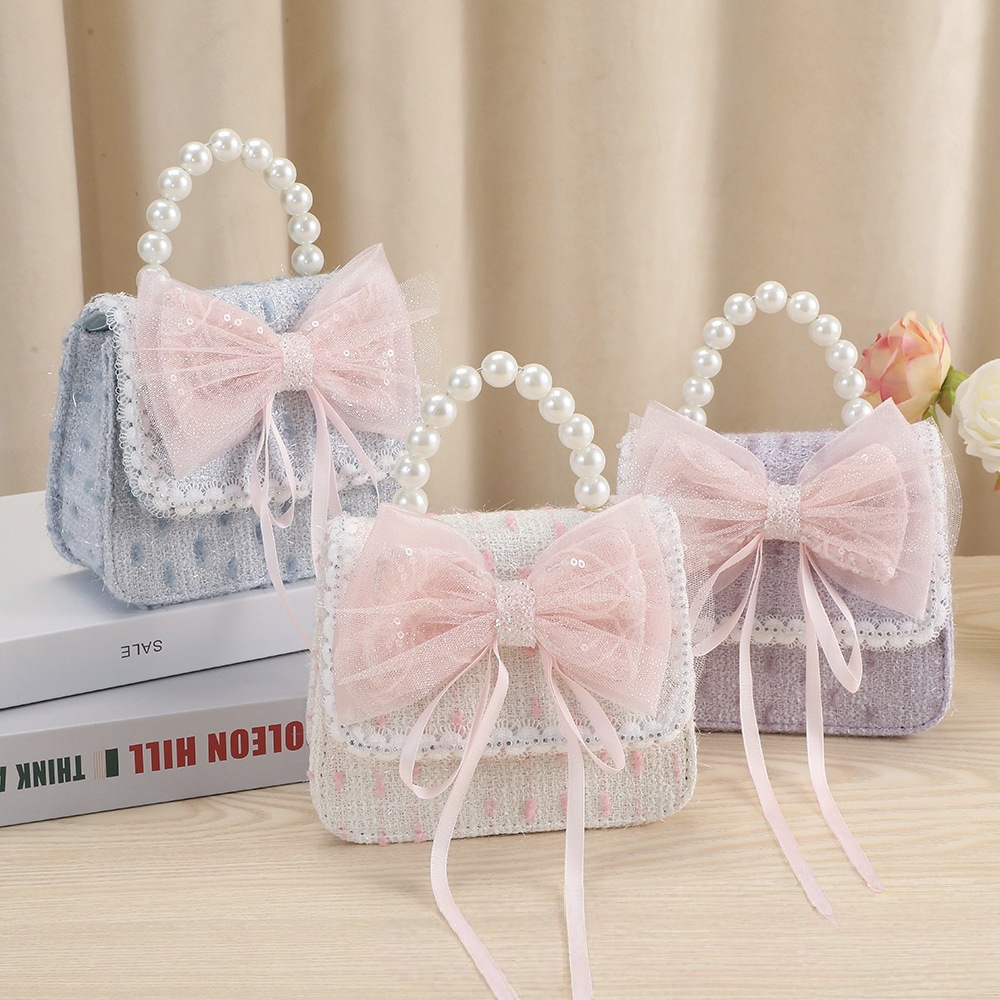 Bolso de arco para niños bolso de rosa de verano bolso de mochila para chicas bolso de princesa de perla pequeña bolsa de cambio de viento fragante