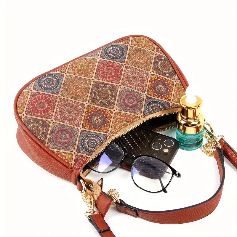 2024 Lingge Printed Art Handbag, Elegant Underarm Bag, Fashionable, Simple, and High Grade Single Shoulder Bag Bottom PU_voghion.com