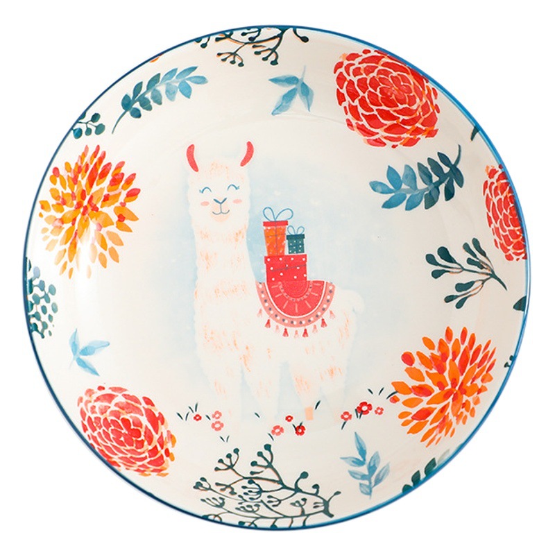 Animal de la historieta vajilla de cerámica plato creativo plato hogar plato de sopa de 8 pulgadas plato hondo plato lindo celebridad de Internet placa