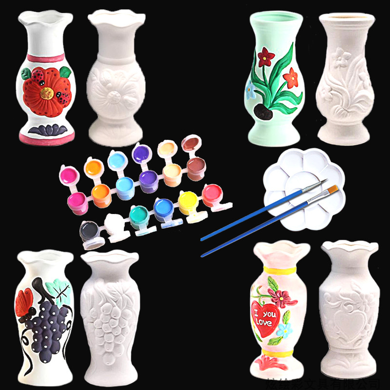 儿童手工花瓶白模型画陶瓷石膏娃娃白胚彩绘玩具 玩具居家摆设