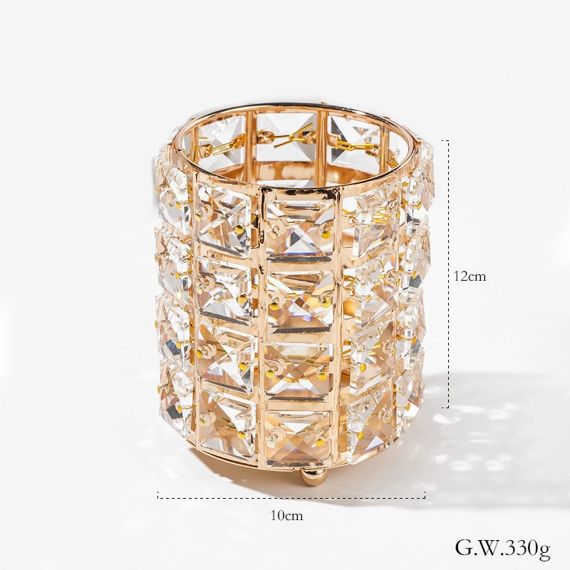 Amazon Hot Sale Crystal Pencil Round Desktop Creativity Cosmetic Brush Holder Inventario Cosmetic Brush Holder