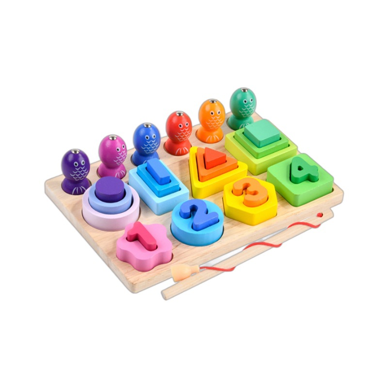 CPC CE Educación temprana para niños Formas geométricas multifuncionales Conjunto de combinación Columna digital Pesca magnética Juguetes educativos para bebés