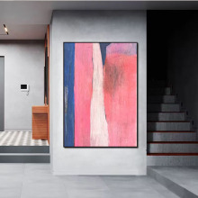 手绘油画粉色客厅背景墙装饰画小众抽象挂画卧室床头壁画手工摆件