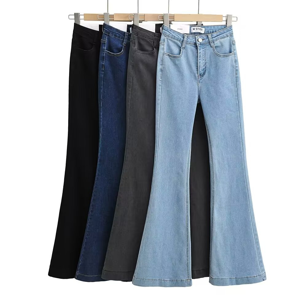 YPFF Trendy Women's Autumn New European And American Style Fashion Washed High-Waisted Slim-Fit Butt-Lifting Slight_ecoleips.com