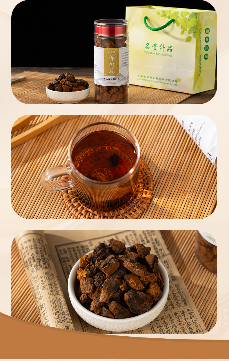 Wild Chaga Mushroom Raw Blocks Bai Hua Rong Sourced from Changbai Mountain 100g quality and texture