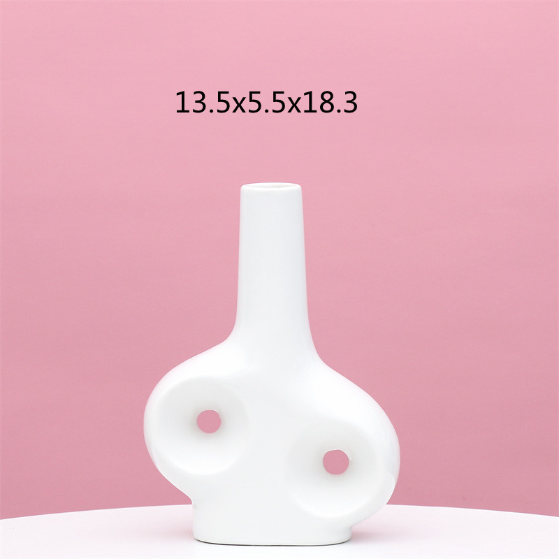 Cerámica forma geométrica florero Mediterráneo nórdico moderno minimalista blanco porcelana verde casa Llano quema decoración arreglo floral