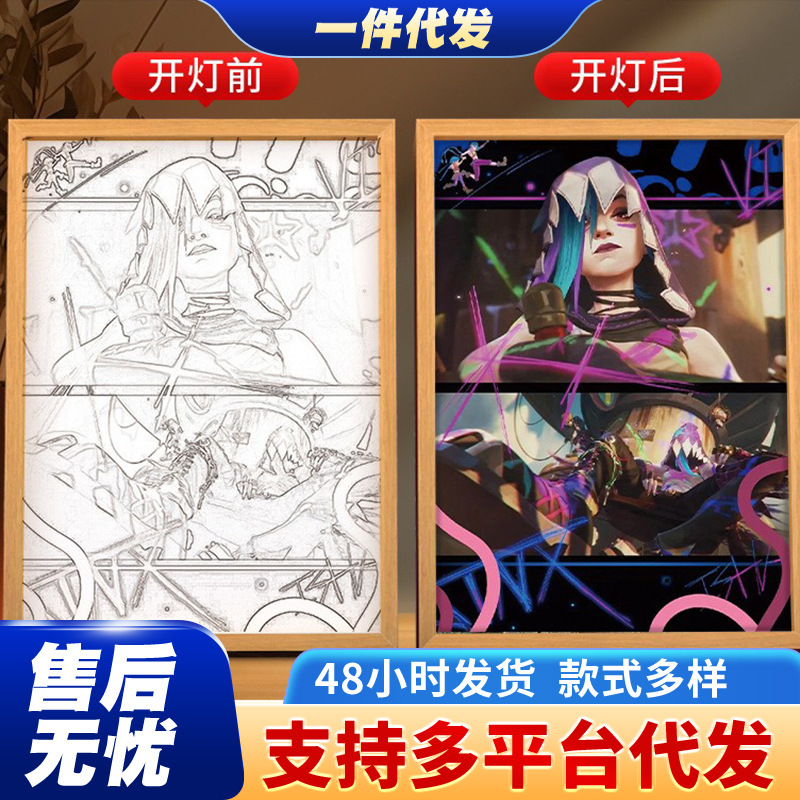 DIY Hero League Battle of Two Cities 2 Explosion Jinx Ike cp Lighting Painting Night Light Desktop Ornaments DIY Hero League Battle of Two Cities 2 Explosion Jinx Ike cp Lighting Painting Night Light Desktop Ornaments
