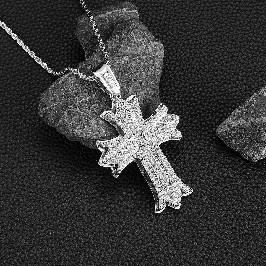 New Big Cross Men's Hip Hop Alloy Necklace Christmas Gift Jewelry_voghion.com