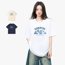 宽松纯棉t恤女夏季2023新款潮牌印花打底衫男百搭简约短袖上衣ins