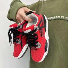 氣墊運動鞋男2023冬季新款百搭ins紅色情侶款板鞋軟底跑步鞋子女