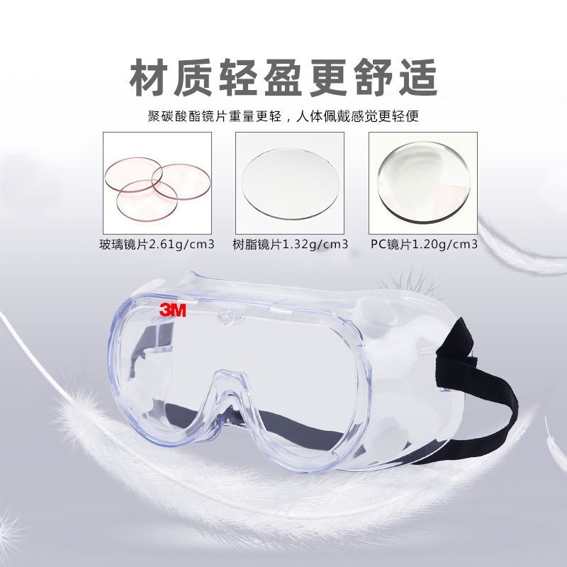 3M1621/1621AF防雾型 化学物油漆防尘防酸碱 骑行防雨护目镜眼罩