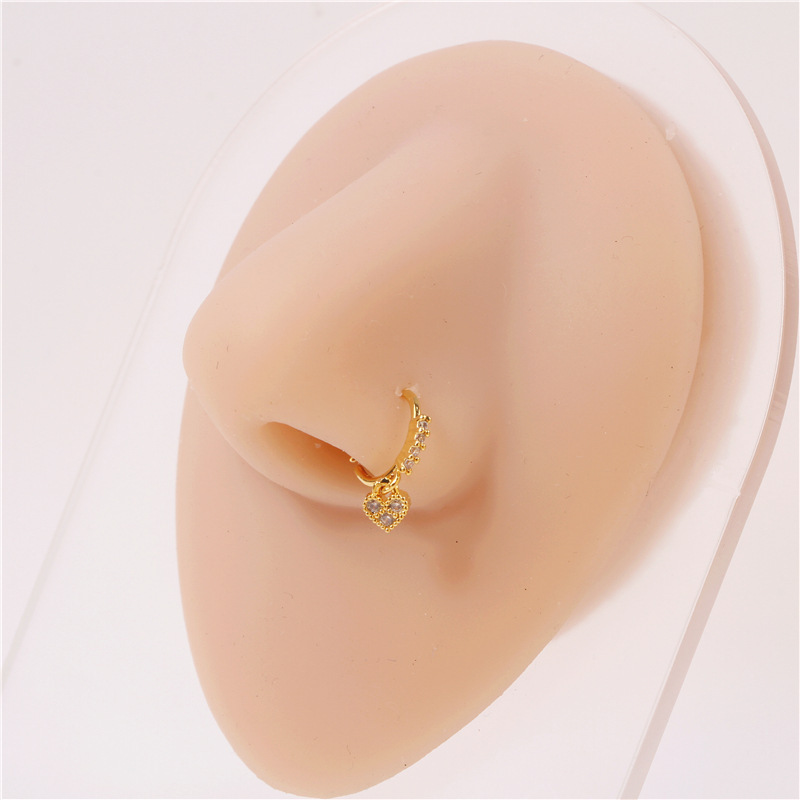 Cross-Border European And American Style Piercing Ring High-End Micro-Inlaid Zircon Heart Pendant Stud Unisex_voghion.com