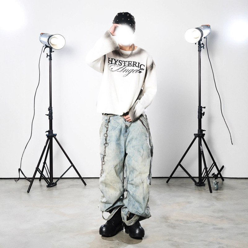 Autumn and Winter Retro Niche Fashion Hip-Hop Letter Cross Print Rhinestone Crop Design Gothic T-Shirt