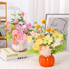 欧式手工田园摆放锦簇盆栽雅致玫瑰牡丹仿真花摆件陶瓷花瓶装饰