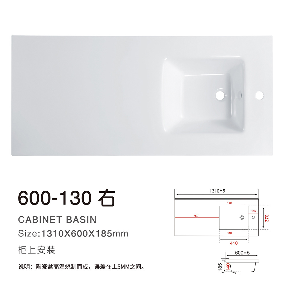 Cerámica integral lavabo 60 gran tamaño lavabo lava
