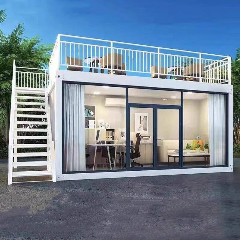 Casa móvil de contenedores, pared cortina de vidrio, oficina residencial, caja de salida, casa de tablero móvil desmontable de montaje simple