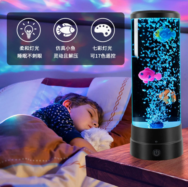 Wholesale in-stock plug-in jellyfish lamp LED night light creative gift for children's room bedroom bubble fish lamp DIY table lamp