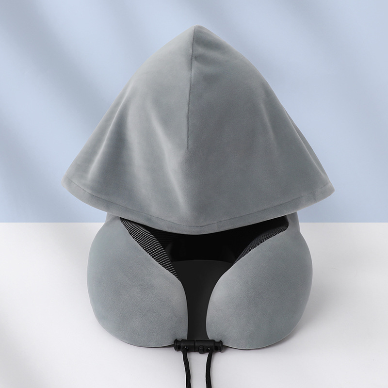 라이트 그레이 - 신축성이 뛰어난 매우 부드러운 후드 목 베개