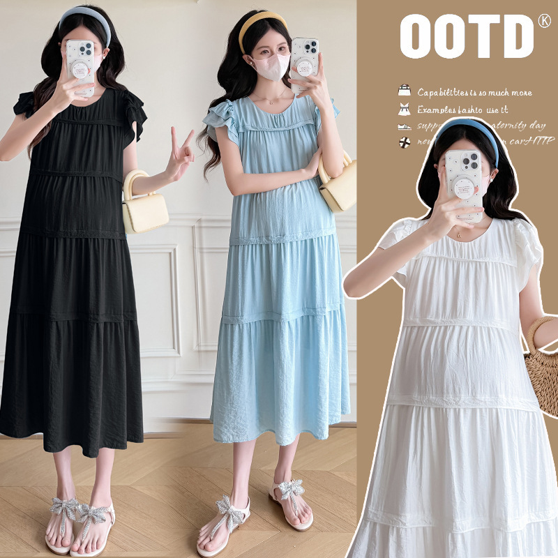 Real shot 2025 pregnant women summer dress long loose out-of-the-way fashion age-reducing tide mother maternity dress skirt Real shot 2025 pregnant women summer dress long loose out-of-the-way fashion age-reducing tide mother maternity dress skirt