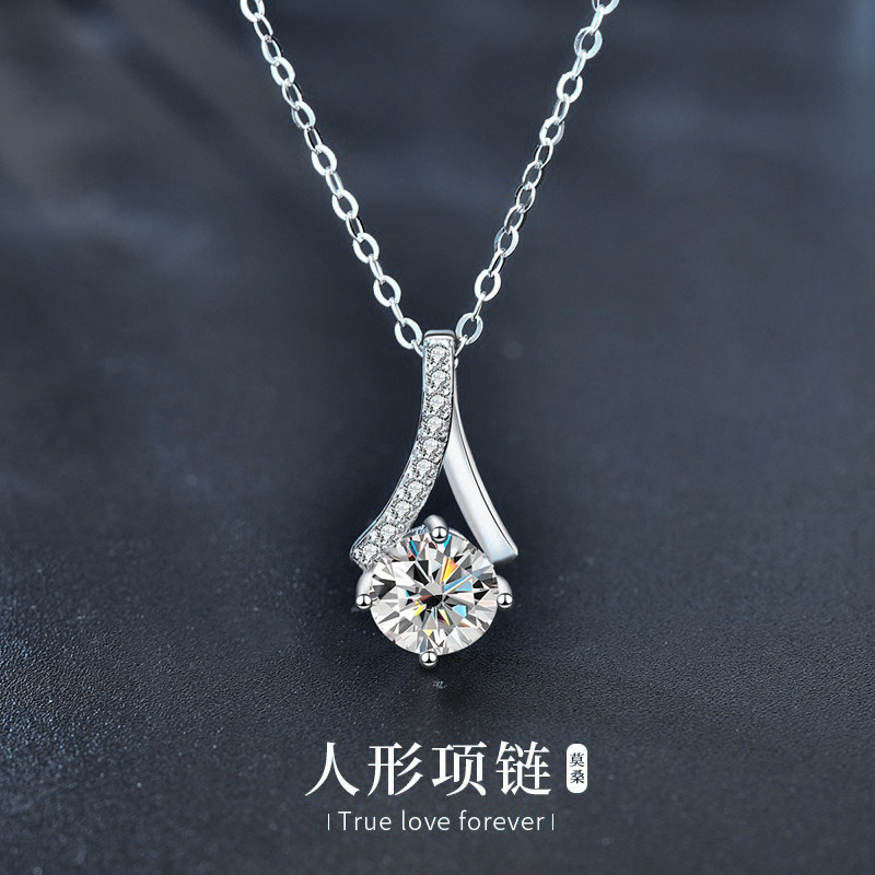 925 sterling silver herringbone necklace wholesale female 1 karat simulation diamond collarbone accessories moissanite pendant ornaments gift