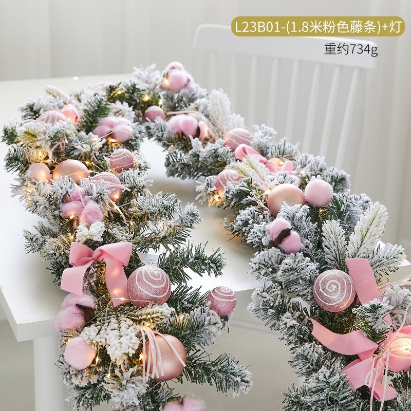 クリスマス装飾品創意暗号化植毛雪花藤条ホテルデパートのショーウインドーのドアの階段手すりの配置