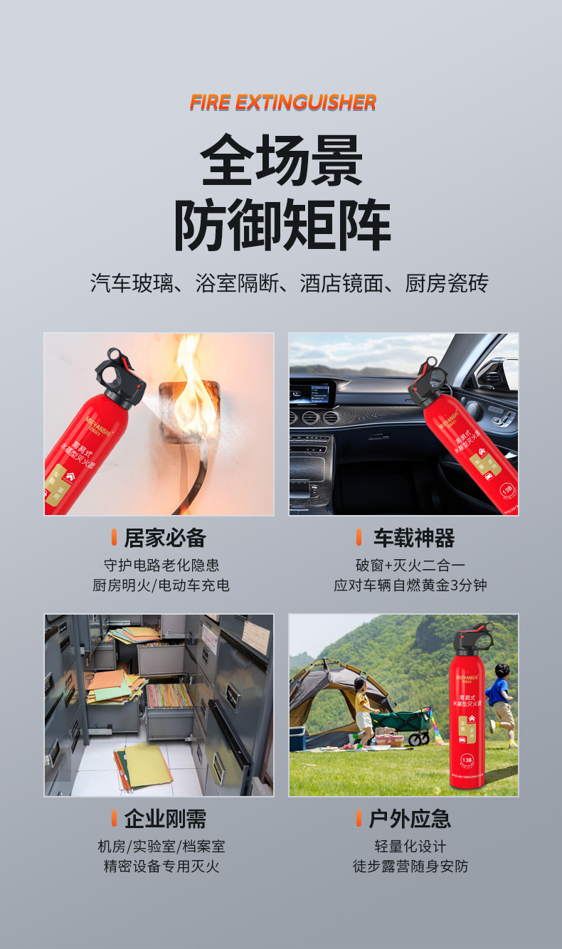 Flame Extinguishing Shi620 ml Car Fire Extinguisher Mini Car Water-based Fire Extinguisher Household Emergency Fire Fighting Supplies Gifts