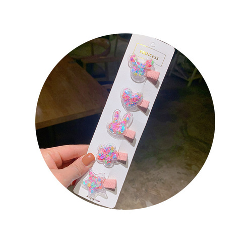 Korean style colorful transparent quicksand children's hair clip sequin fruit princess hair clip cute baby side clip girls hair accessories