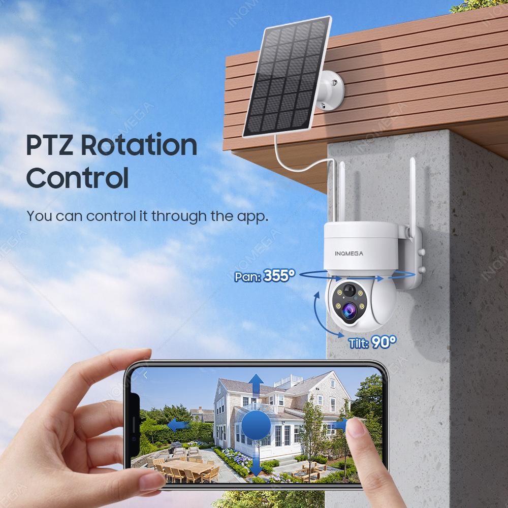 Cámara panorámica de baja potencia solar al aire libre caliente transfronteriza del monitor 360 ° PTZ WiFi de la bóveda image 4