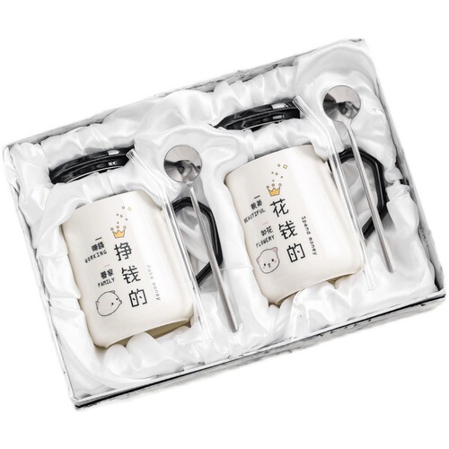 VHM7 wholesale mug with lid spoon couple cup pair of ceramic ins style cute breakfast cup home