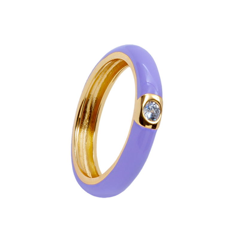 Cross-border Color Epoxy Enamel Temperament Plated 18k Ring Fashion Trend Copper Ring display picture 6