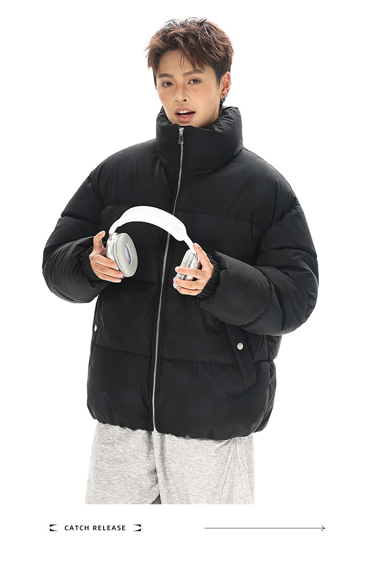 Doudoune en cuir pu unisexe avec col montant style oversize_voghion.com