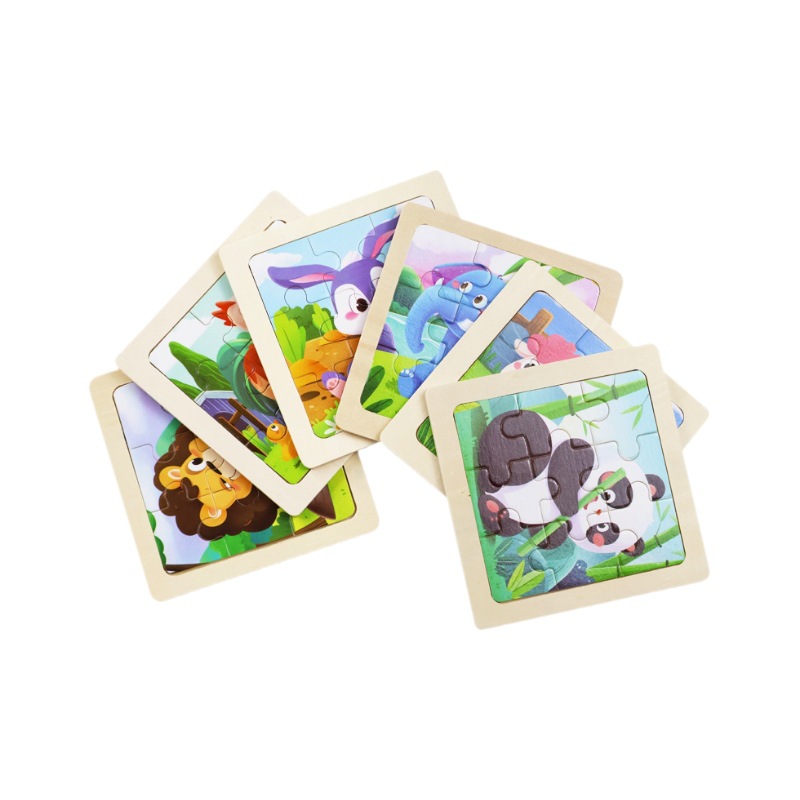 Puzzle pequeño plano de madera de 9 piezas Animal Ocean Traffic Kindergarten Educación temprana Juguetes educativos Puzzle simple de entrada