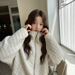 韩版2025贝贝奶油泡芙菱格连帽羽绒服女短款90白鸭绒轻薄款宽松显